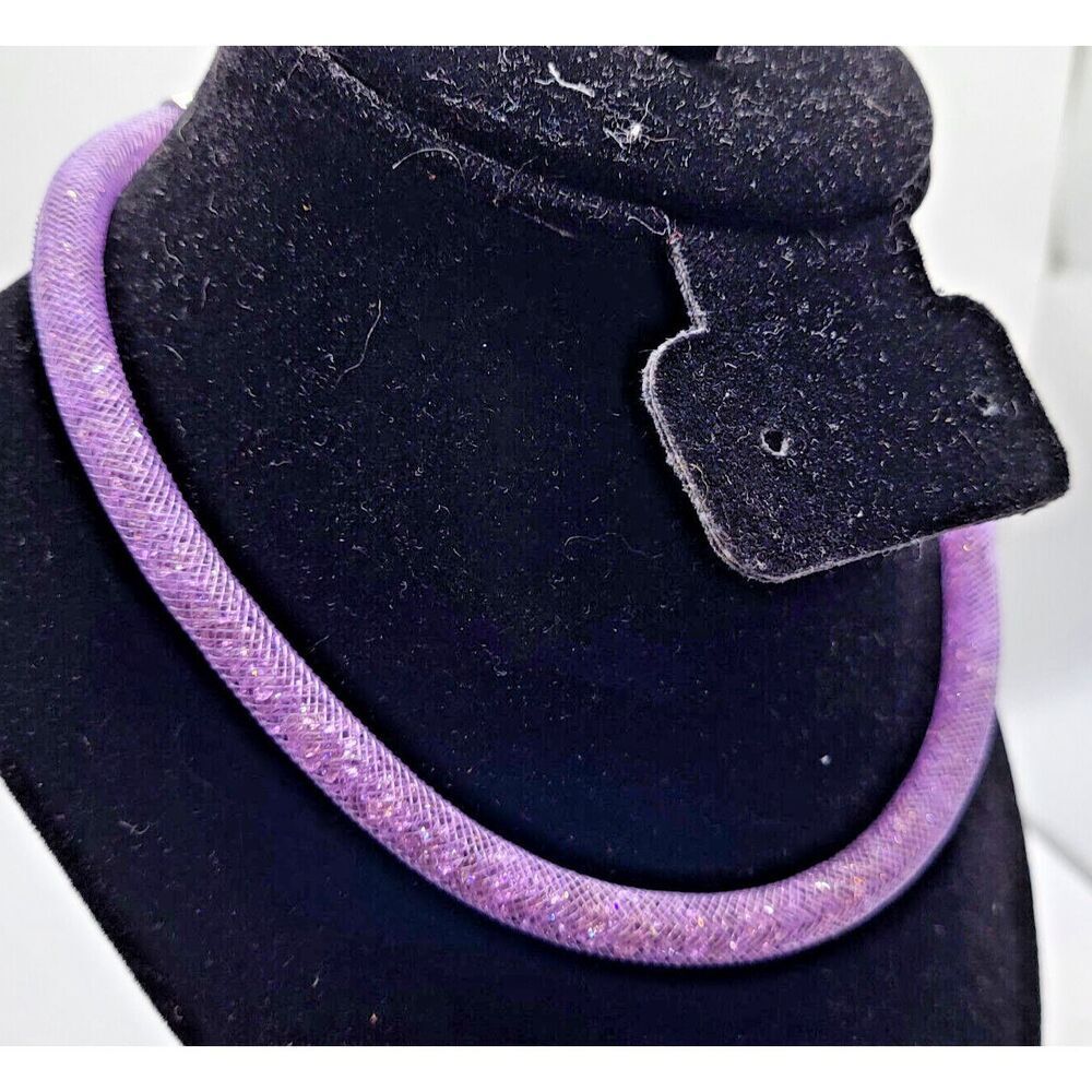 Swarovski Stardust Purple Crystal Necklace Silver Tone Magnetic Clasp 17in
